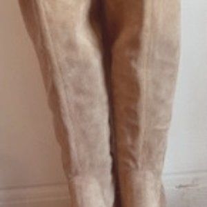Michael Kors Tan Suede Knee high boots stacked heel 11